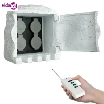 

VidaXL IP44 Waterproof Electric Imitation Stone Garden Bollard With Remote Control Suitable For Lawnmowers, Hedge Trimmers