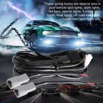 

Wiring Harness Kit Loom For LED Work Driving Light Bar Spotlights With Fuse Switch Relay 12V 40A Twin Wiring Harness Kit