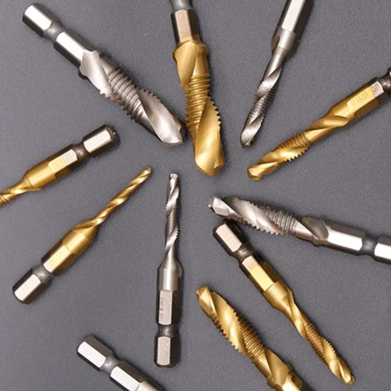 High Speed Steel Hexagonal Shank Composite Screw Tap / Triad Multifunctional Screw Tap