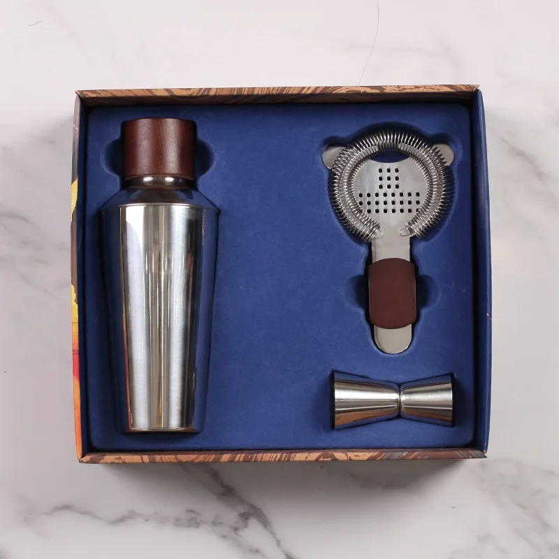 Food Grade 3-Piece Stainless Steel Martini Cocktail Shaker Bar Tool Gift Set