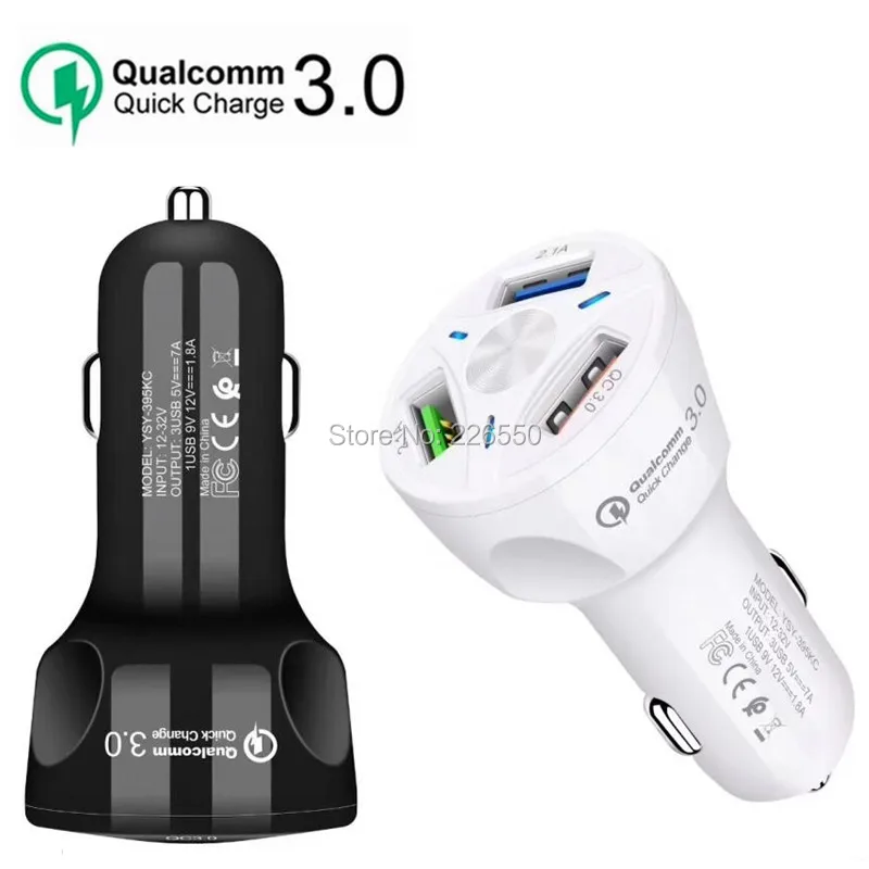 QC3.0 автомобильное зарядное устройство для телефона X Xs Max 3 USB быстрое Mate 20 P30 P30Pro Note