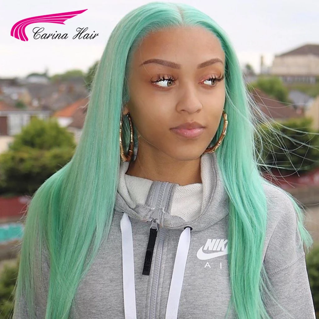 Carina 613 13*4 Lace Front Human Hair Wigs Brazilian 180% Meddle Ratio Red Blue Purple Green Yellow