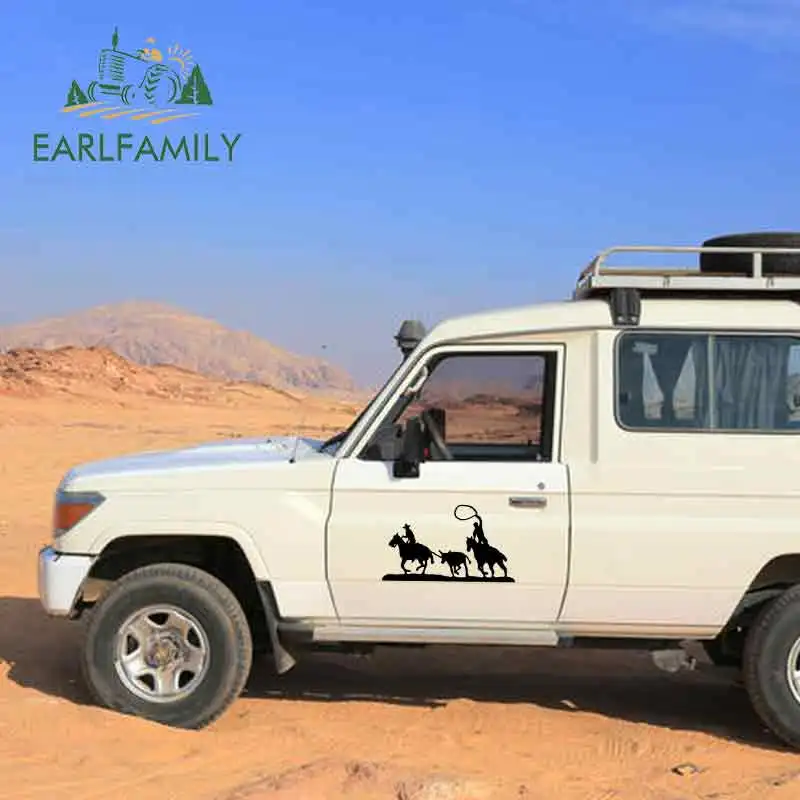 EARLFAMILY 58cm x 33.6cm Team Calf Roping Rodeo Horse Mustang Lasso Cowboy Interesting Vinyl Decal Big Car Sticker | Автомобили и