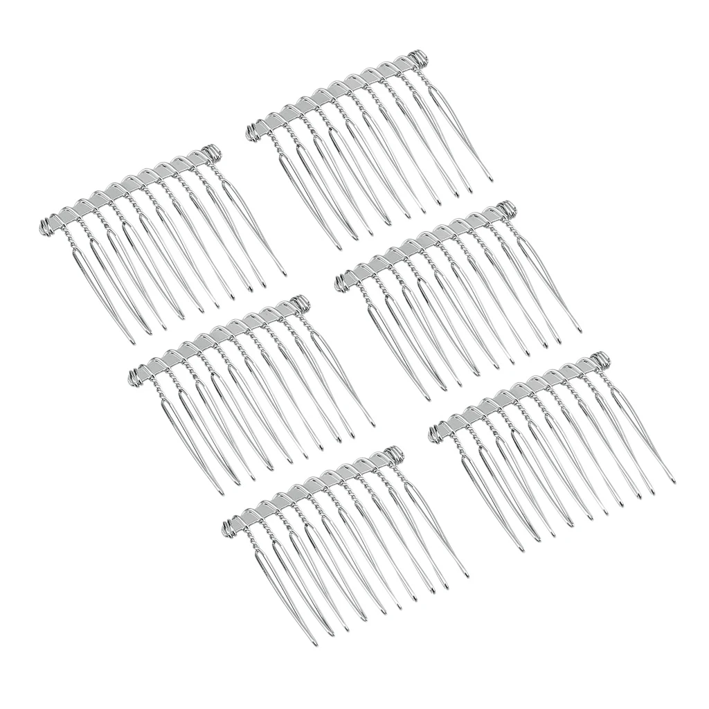 12 Pieces silver color and Gold Tone Metal Hair Combs Single Wedding Veil Side Comb for Bridal Hair Jewelry, 37 x 42mm