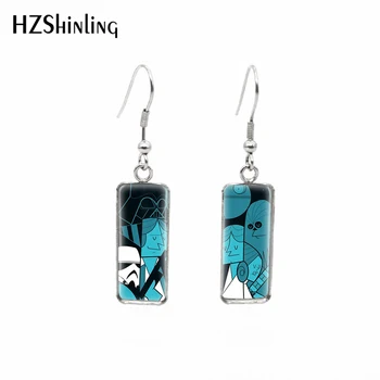

2020 New Star Wars art Earring Yoda Paintings Rectangular Earring Handmade Fish Hook Earrings Glass Cabochon Jewelry