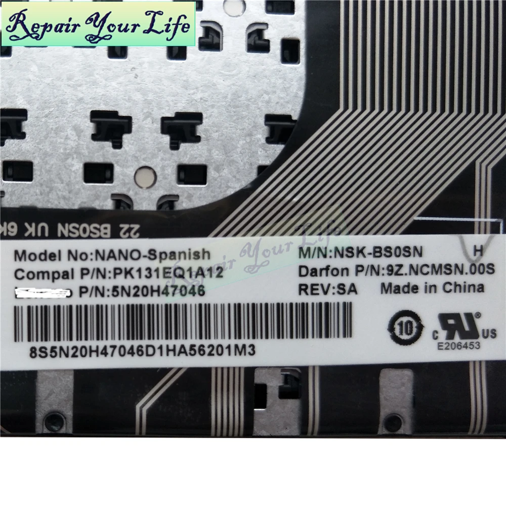 Клавиатура для ноутбука SP Испанский для LENOVO 100-14IBY 5N20H47046 черный с черной рамкой