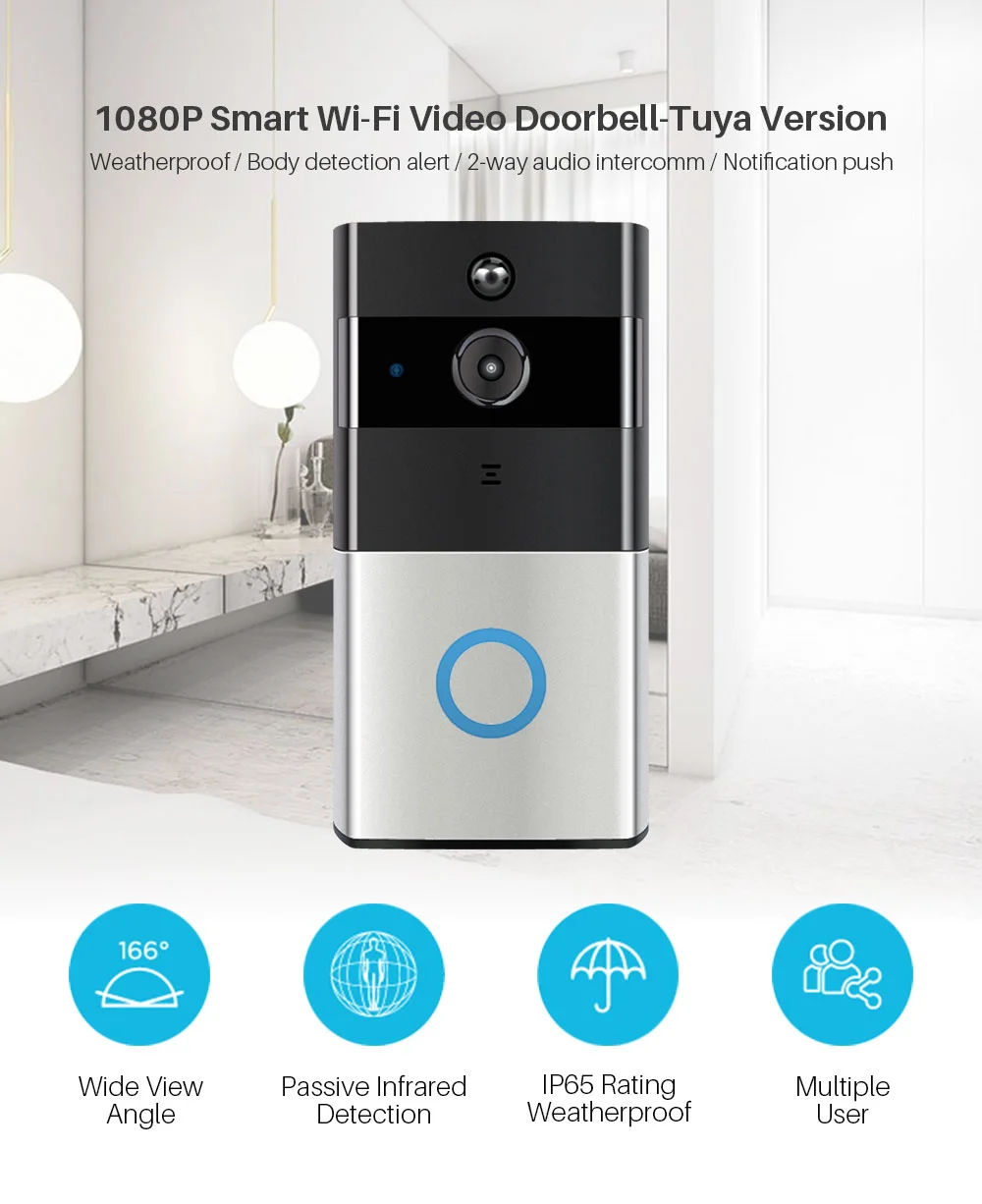 WakeView Video Doorbell Smart Wireless Intercom door phone Visual Recording Home Monitor IR Night Vision WiFi Security Door Bell