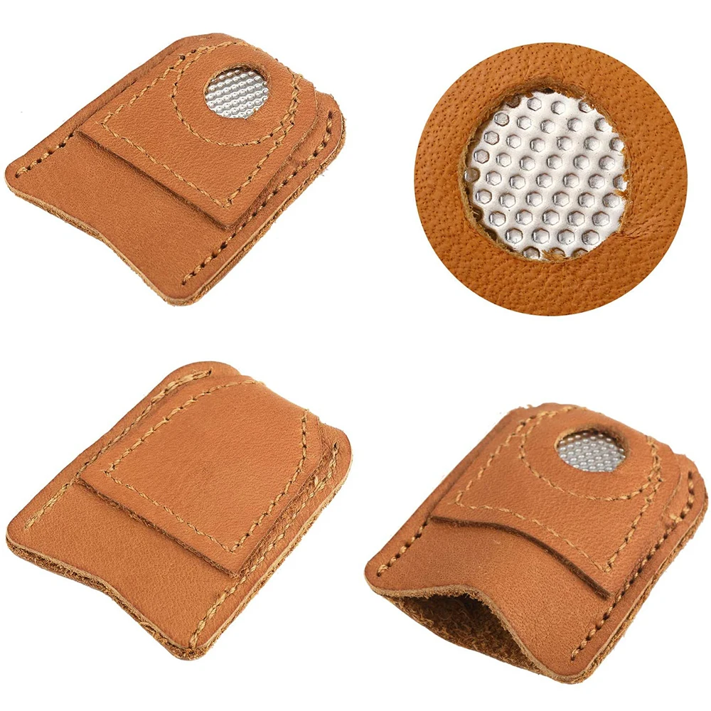 Sewing Thimble Finger Protector, Leather Thimble Sewing Thimble Finger  Protector with Coin Thimble Pad for Hand Sewing Quilting Knitting(S) :  : Home