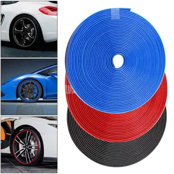 

8M Car Wheel Protector Hub Sticker Rim Guard Rubber Strip Anti Scraping Car Auto Decorative Styling for 13 - 22 Inch Tires