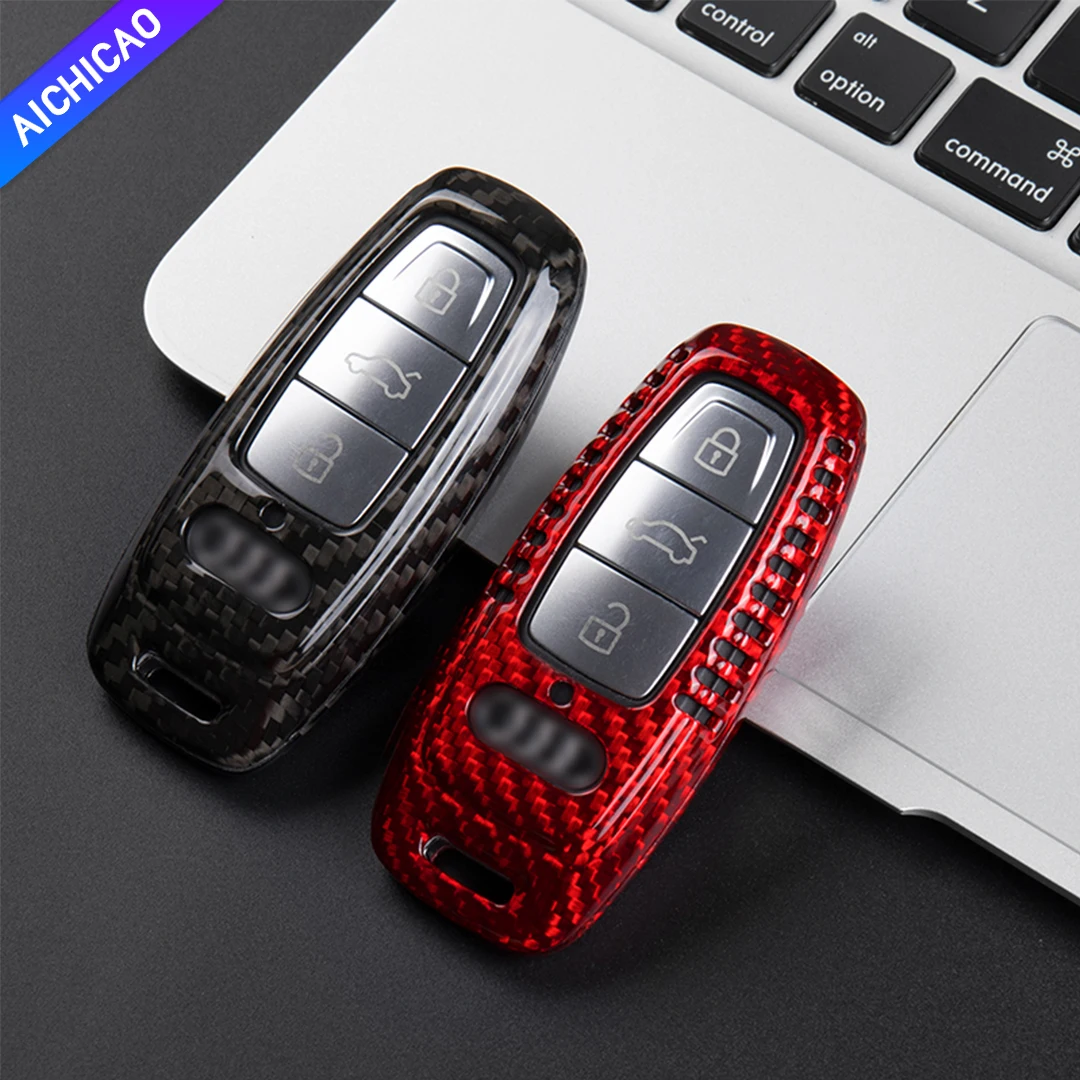 

ACC- Carbon key case for Audi key cover new S4/A4L/A6L/A3/Q3/Q2L/Q5L/Q7/A7LA8L carbon fibe r shell car buckle Luxury Cover