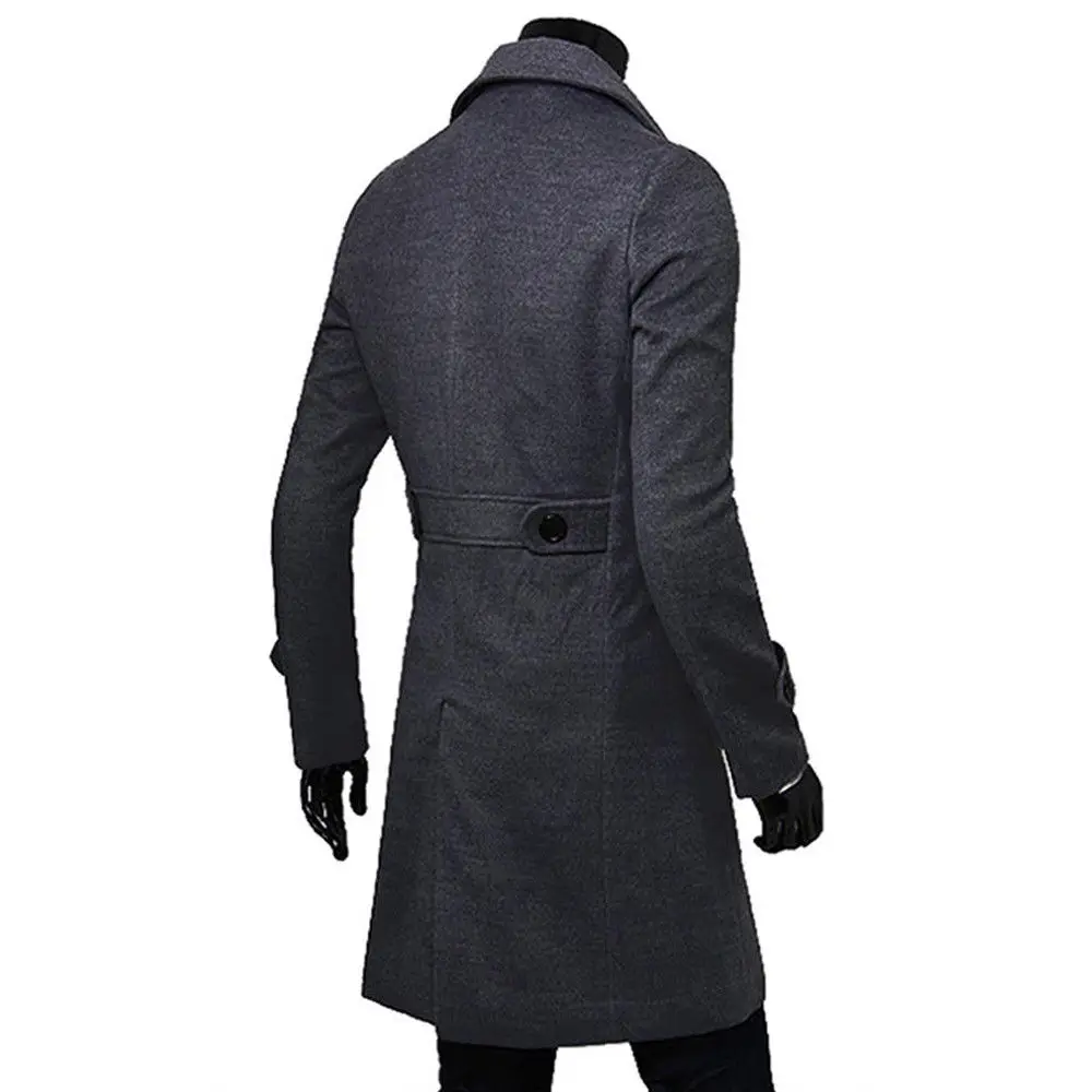 Модное качественное тонкое черное Мужское пальто цвет хаки, ветровка мужская осенняя куртка длинный плащ теплое плотное шерстяное длинное пальто