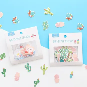 

Cactus Watercolor Adhesive Stickers Flamingo Decoration Paper Creative Cute Stationery Sticker Bullet Journal Supplies