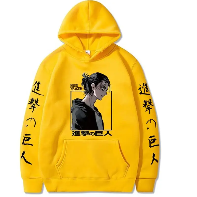 Attack on Titan Eren Yeager Anime Hoodie Men Women Streetwear Hip Hop Unisex Sweatshirt Harajuku Oversized Hoody Tops
