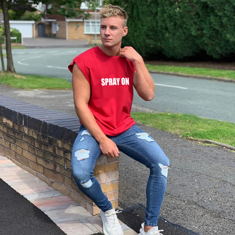 Spray on Men Jeans Pants Slim Fit Spring Hole Long Pencil Pants Ripped Fashion Thin Stretch Skinny Male Hip-hop Jogging
