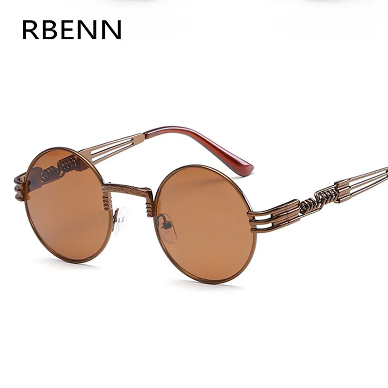 Готические солнцезащитные очки Stempunk для мужчин и женщин, металлические круглые очки в стиле панк, брендовые дизайнерские Винтажные Солнцезащитные очки, зеркальные, высокое качество, UV400