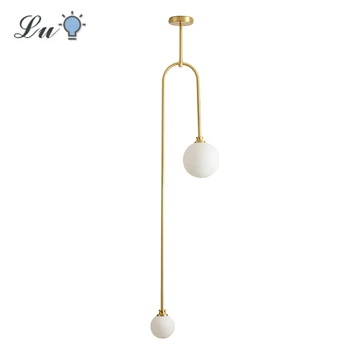 

Nordic Pendant Light LED Iron Art U type Glass Ball Hanging Lamp Strip Decoration Lighting Fixture For Kitchen Bar Lights G9