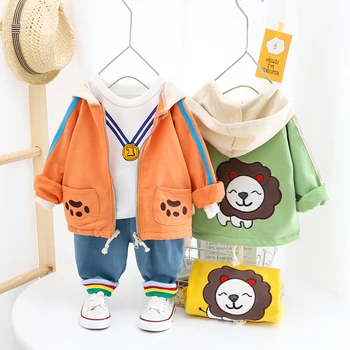 

HYLKIDHUOSE 2020 Autumn Toddler Infant Clothing Sets Bear Coats T Shirt Pants Baby Boys Girls Casual Clothes Children Costume