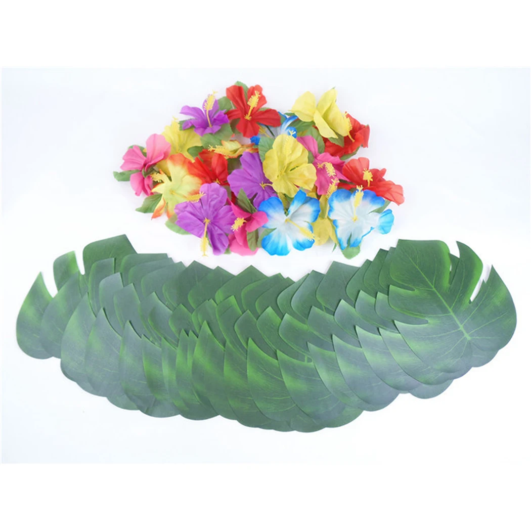 12pcs Artificial Leaves Decor Vivid Vine Rattan Leaf Grass Plants Grape Leaves With 12pcs Palm Leaf For Home Garden Party Decor