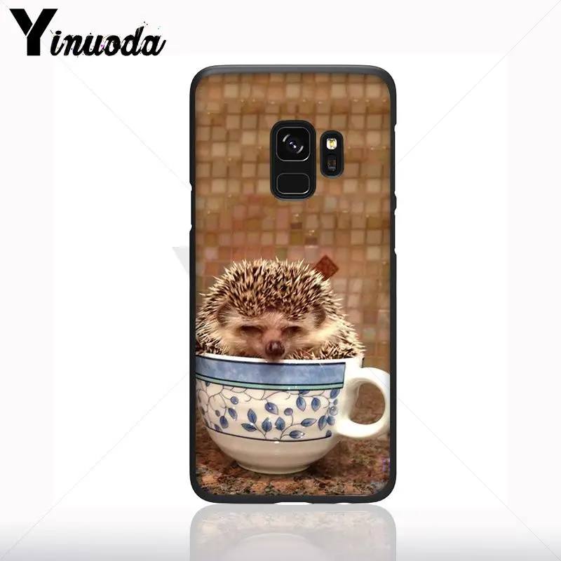 Hedgehog Naik Sepeda Lucu Di Cangkir Teh Hewan Seni Phone Case untuk Samsung Galaxy S10plus S9 Plus S8plus S10E A50 A70 a10 Ponsel