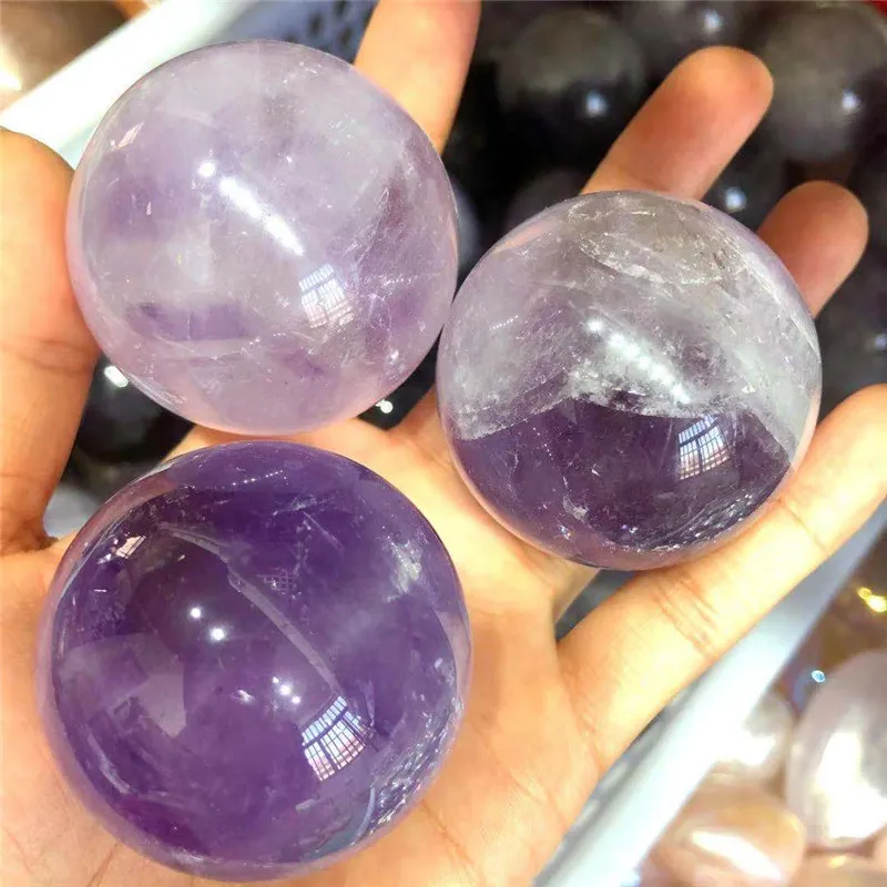 Bola de Cristal Esfera de Cristal Ametista, Bola de Pedra Raro Power Roxo  para Crystal Healing, Meditação, Scrying, Feng Shui, feitos à mão (60mm)