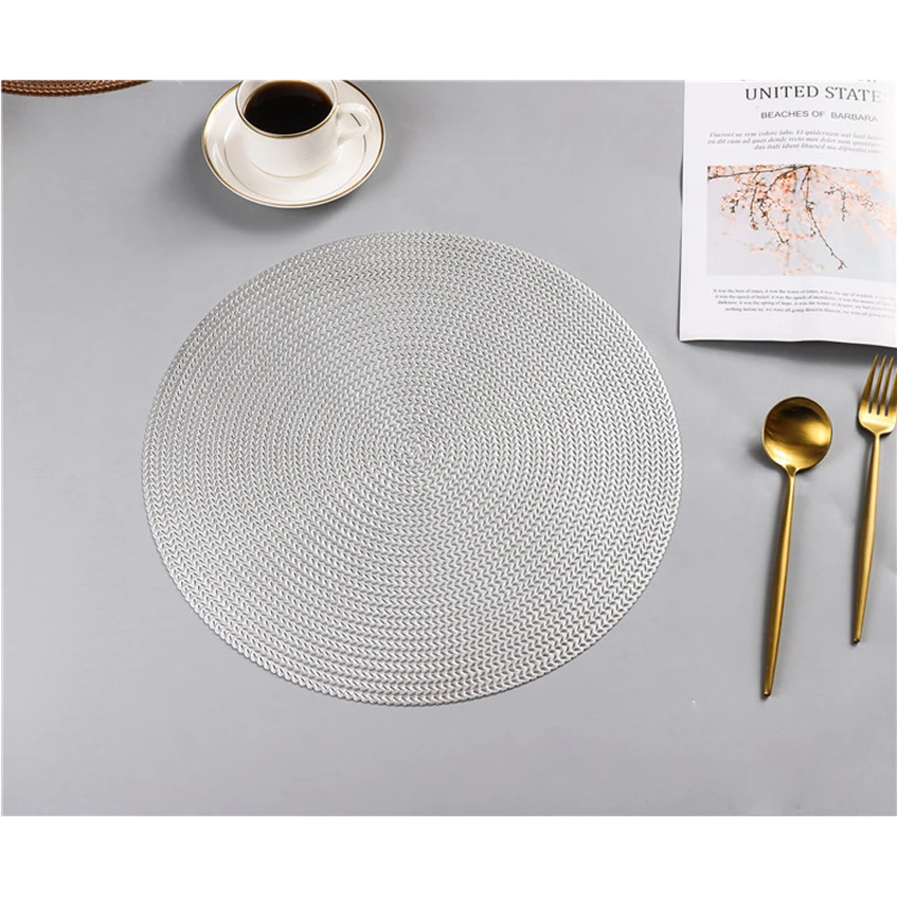 Accessories Hotel Home Decor Round Placemat Anti Scalding Insulation Solid Table Mat Restaurant Dining Kitchen PVC Pad