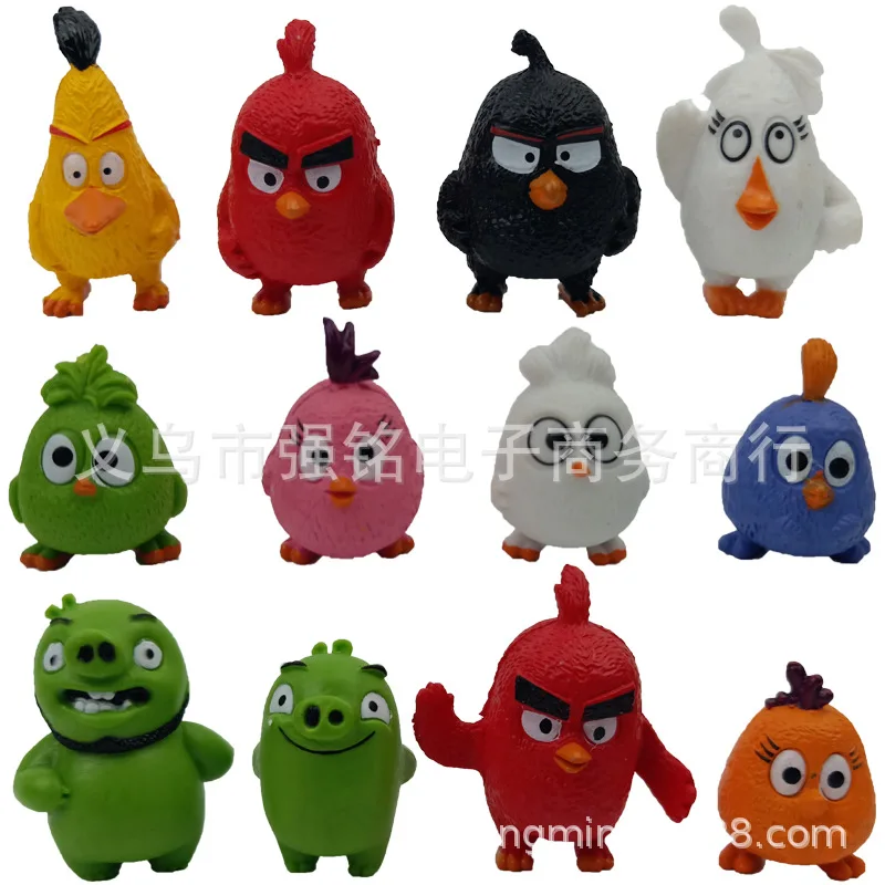 

12Pcs Angry Bird anime figure Red The Blues Chuck Bomb Matilda Birds figurines mini model Action Toy Figures
