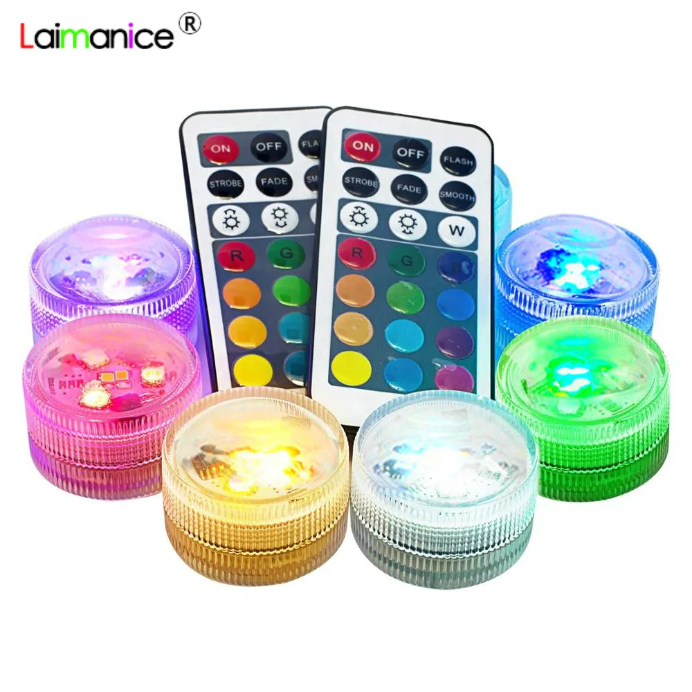 

Battery Operated wireless siwming pool light Waterproof RGB Underwater led Night Lamp Tea Lights vase bowls aquarium decoration