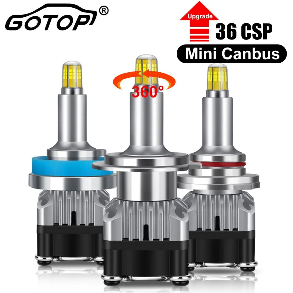 2шт Мини Canbus 360 ° H1 H7 Автомобильная фара лампа H11 H3 9005 HB3 9006 HB4 Светодиодная 16000LM 52 Вт