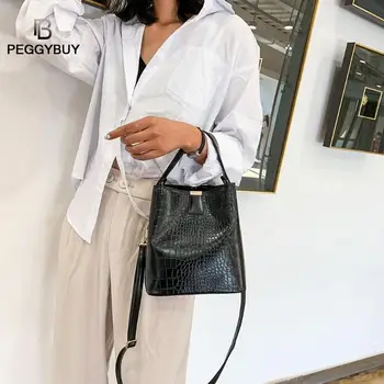 

Fashion Crocodile Pattern Women Handbag Leather Ladies Hand Bags Solid Women Shoulder Bucket Sling Bags for Women Dropshipping