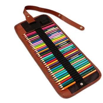 

72 Hole Pencil Bag Canvas Roll Curtain Color Lead Storage Pencil Case Wooden Color Pencil Artist Painting Sketch Art Supplies