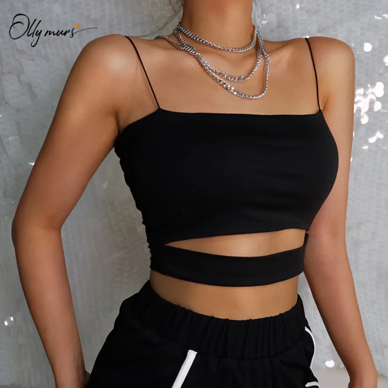 Ollymurs New Style Sexy Slash Neck Sun Top Solid Black Women Crop Tops