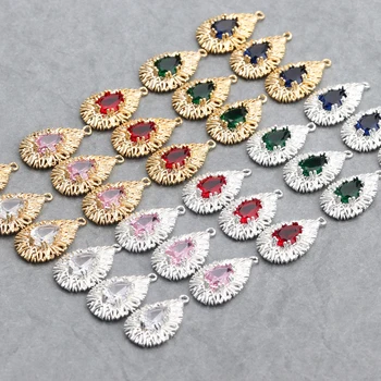 

Sanying M681 Drop-shaped complex 18k gold-plated copper metal handmade glass pendant diy earrings jewelry accessories 10pcs/lot