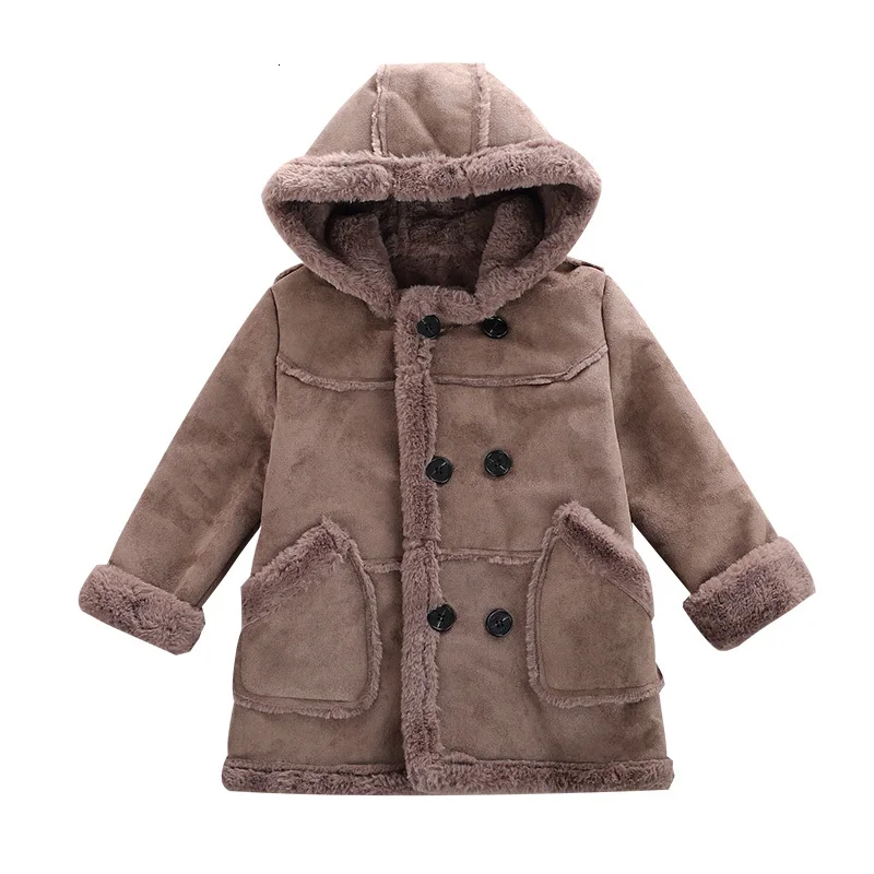 Новинка; свободное плюшевое теплое пальто для мальчиков; зимняя одежда; детское шерстяное пальто; детская ветровка; Верхняя одежда; детские куртки с капюшоном