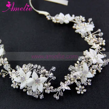 

Beach Wedding Party Girls Crystal and Rhinestone Beaded Floral Headdress