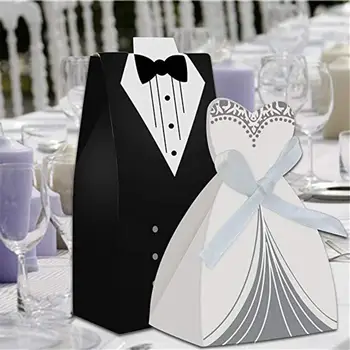 

Ribbon Gift Box Groom and Bride Wedding Party Decor Food Container Dessert Package Storage Portable Paper 100pcs Birthday