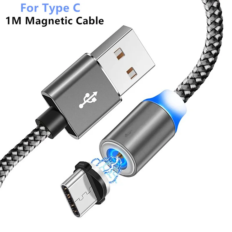 Магнитный USB кабель для зарядки типа C QC 3,0 быстрое зарядное устройство для телефона Redmi Note 8 K20 huawei P30 P20 Lite mate 30 Pro P30 Pro mate 20 Pro - Цвет: Black Type C Cable