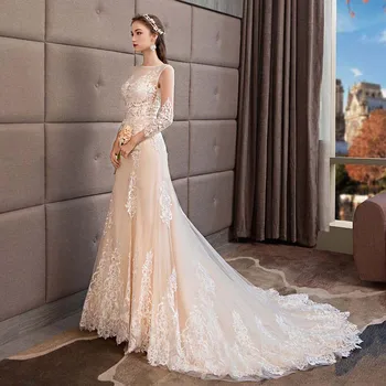 

Elegant Mermaid Wedding Dress 2020 Marriage Dress Robe De Mariee Sexy O-neck Vestidos De Novia Sereia