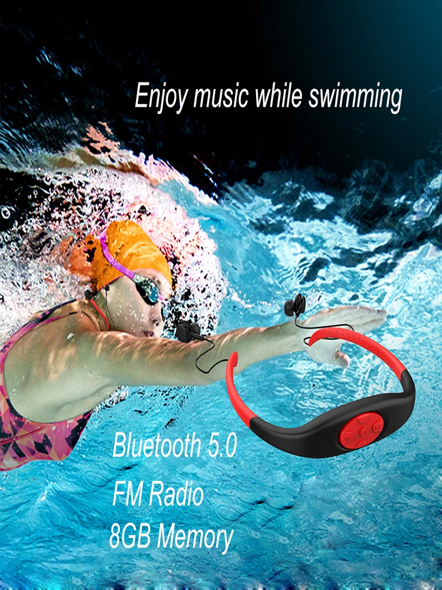 Auriculares Bluetooth Reproductor de música a prueba de agua Radio Fm para  nadar Correr Deportes