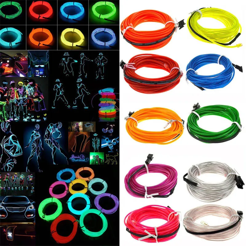 

1M 2M 3M 4M 5M Flexible Neon Light Glow LED EL Wire Rope tape Cable Strip LED Neon Lights Shoes Clothing Car waterproof strip YZ