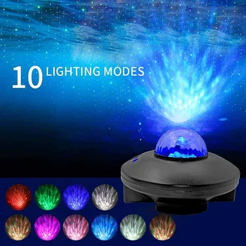 

Colorful Starry Sky Projector Night Light Remote Control Ocean Wave Projection Lamp with bluetooth Music Speaker Christmas Gift