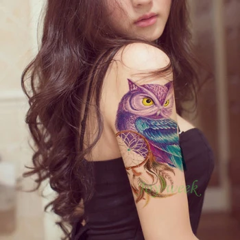

Waterproof Temporary Tattoo Sticker dreamcatcher with owl tattoo on back tatto stickers flash tatoo fake tattoos for women