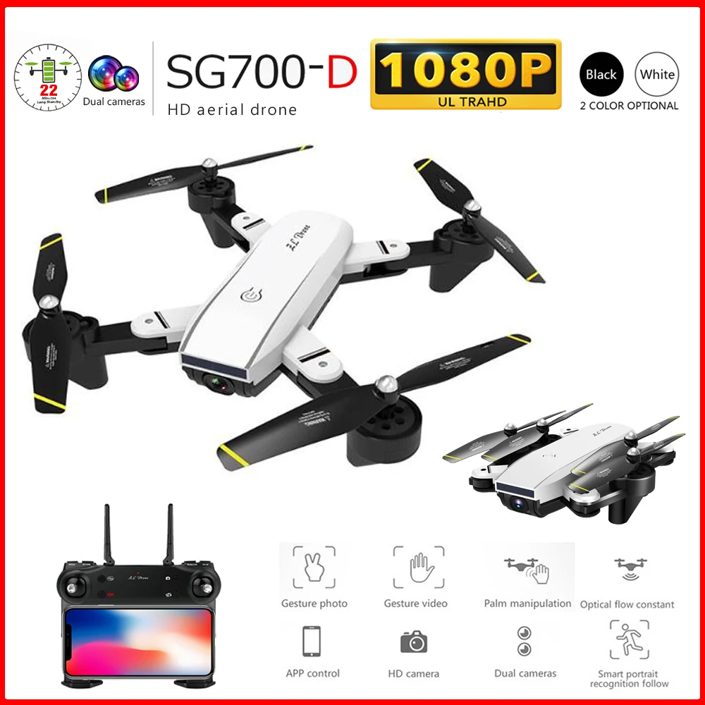 

SG700-D Camera Drone WiFi 1080P Dual Cameras Optical Flow Quadcopter with 3/2 Battery 20min Aerial Camera Drone with APP Control