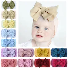 

Large Messy Bow Baby Girls Headband Wide Nylon Turban for Newborn Infant Hair Accessories Bebes Soft Headwrap Bowknot Hairband