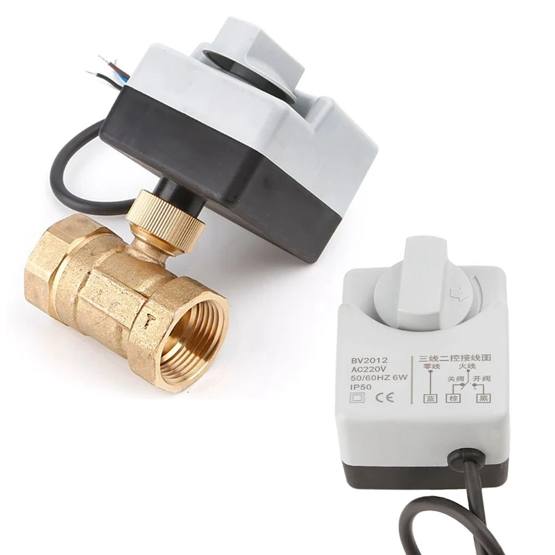 2 шт. Ac220V 2 Way 3 провода моторизованный шаровой клапан электрический привод с ручным переключателем, Dn15 и Dn20