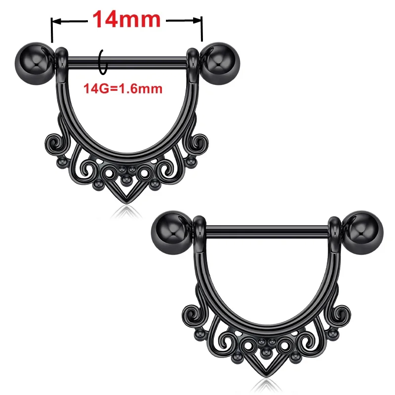 Dropship 8Pairs 14G Nipple Rings For Women Men Stainless Horseshoe