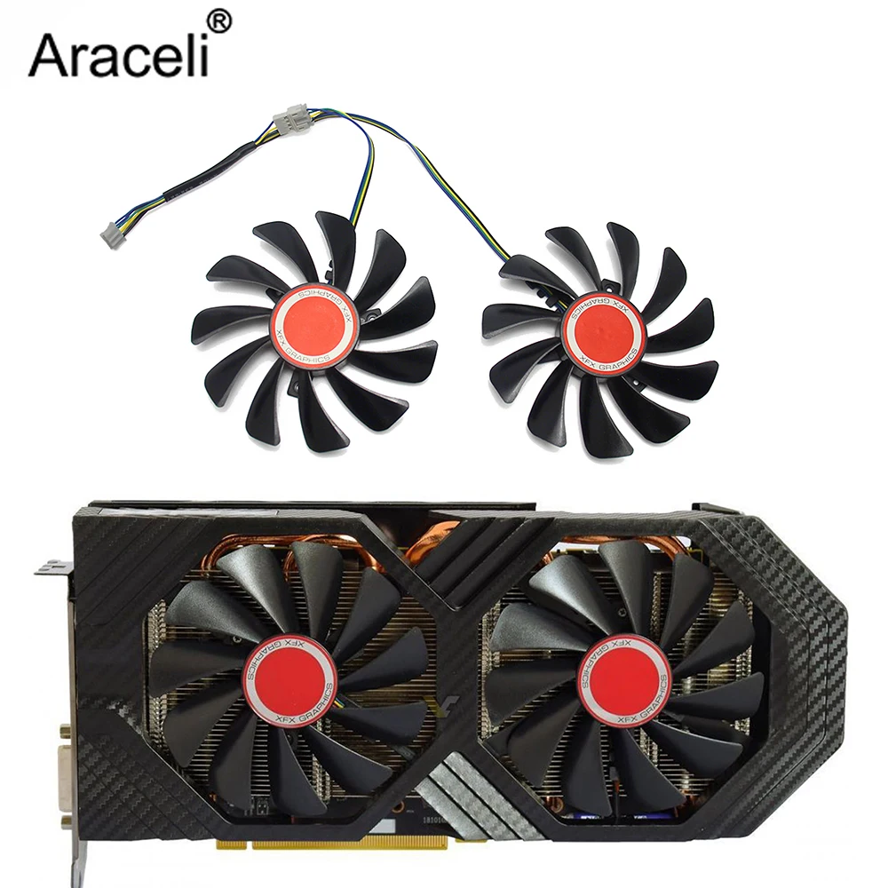 2 шт./set95MM FDC10U12S9 C CF1010U12S CF9010H12S XFX RX580 охлаждающий вентилятор GPU для его RX 590 580 570