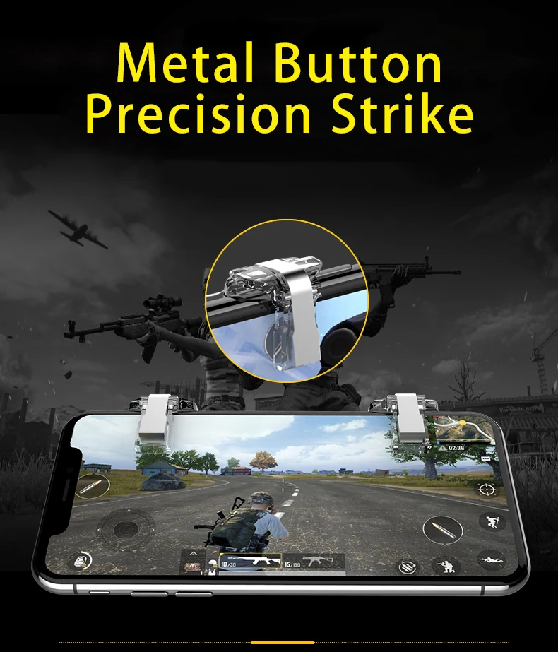 Zorx 4 in 1 Gamepad Mobile Phone Controller Metal Shooter Trigger Fire Button for Call of Duty for Pubg Game Joystick L1R1 IOS