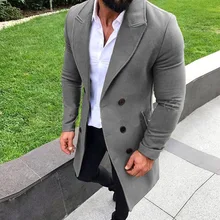 Модный мужской блейзер, пальто, Осень-зима, Длинные теплые блейзеры, повседневные приталенные пальто, стоячие блейзеры с воротом, мужская новая уличная одежда
