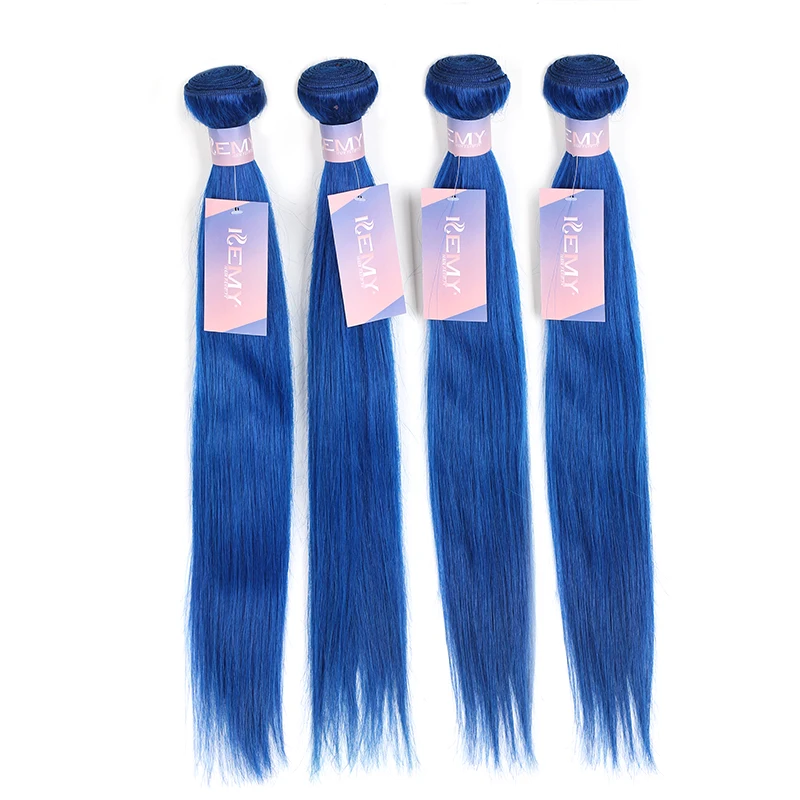 Омбре розовые синие человеческие волосы пучок s kemy Hair предварительно цветные бразильские прямые человеческие волосы наращивание волос 1 шт