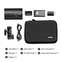 Godox AD100Pro 100Ws TTL 2.4G HSS 1/8000s Pocket Flash Light with 7.2V/2600mAh Lithium Battery 360 Full Power Flashes 0.01-1.5s 2